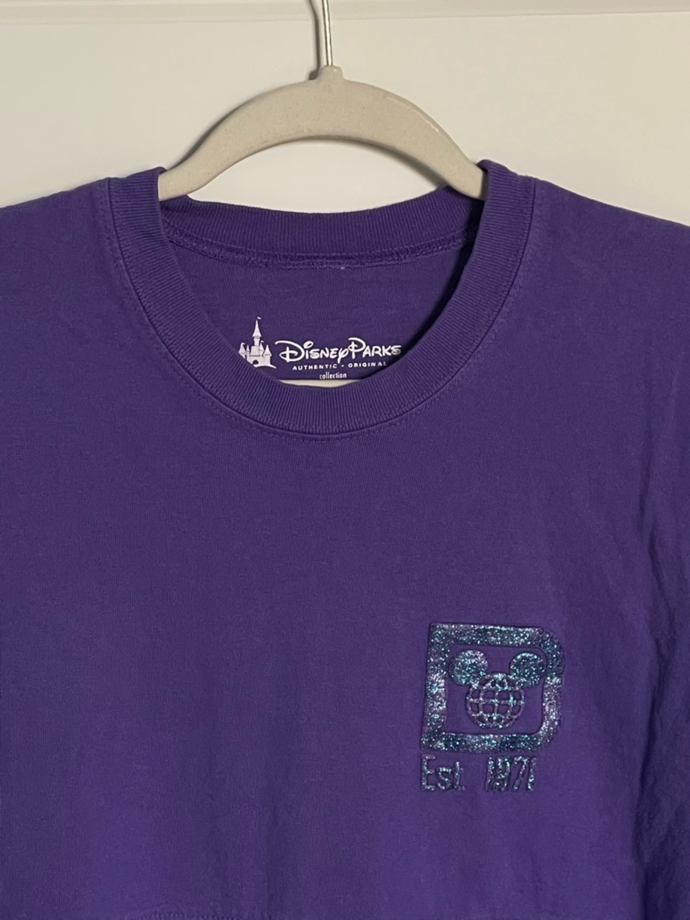 Walt Disney World Spirit Jersey Purple Glitter Sweatshirt Size M 54412 - Picture 4 of 15